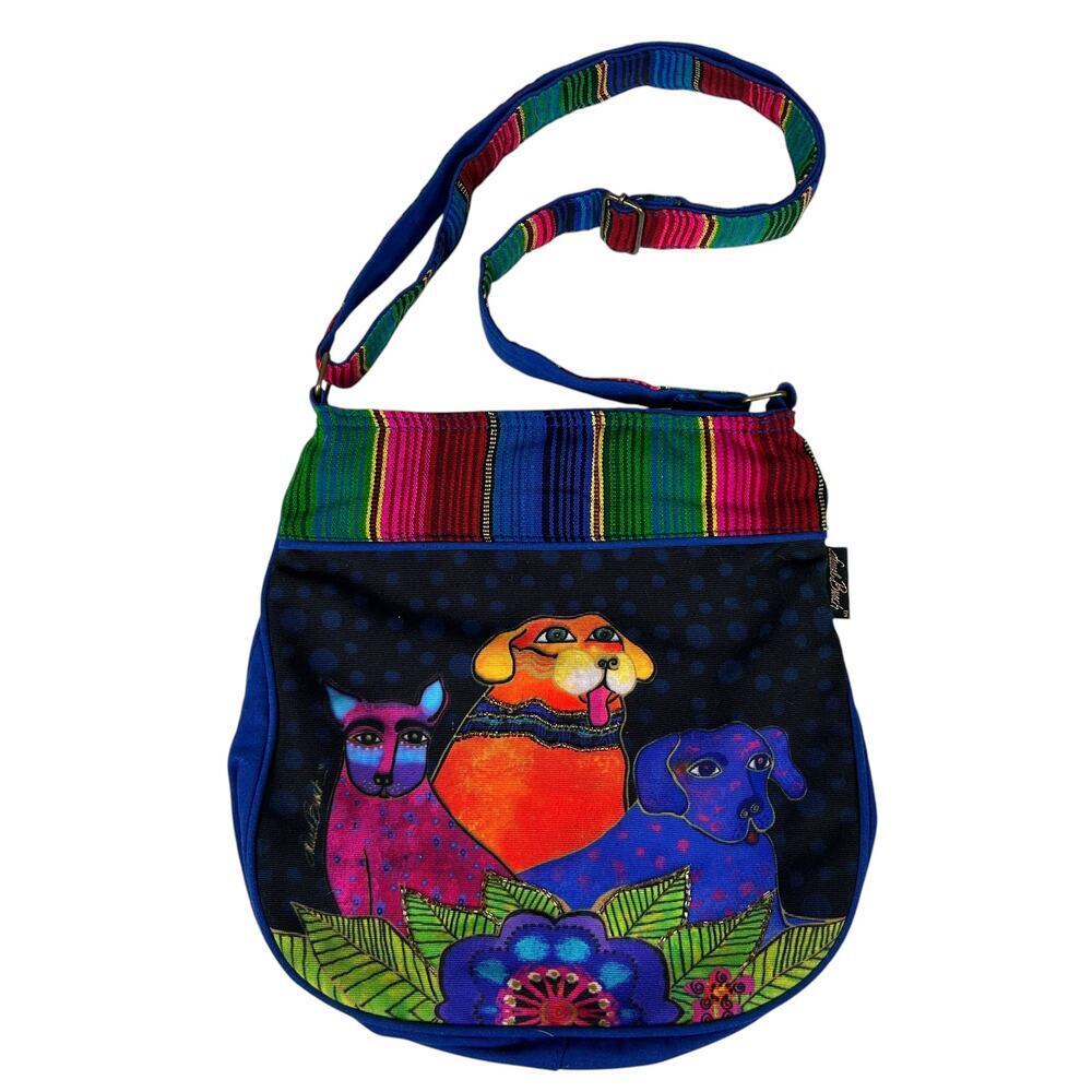 Laurel Burch Multi Colored Dog Printed Beaded Crossbody - Picture 3 of 6